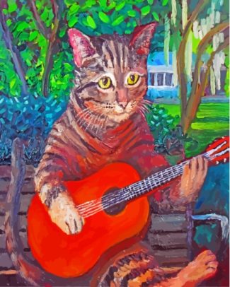 Abstract Guitar And Cat Diamond Paintings
