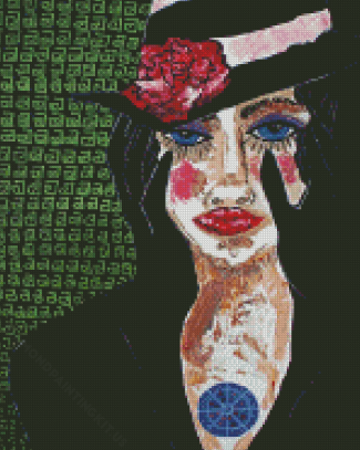 Abstract Lady With Black Hat Diamond Paintings