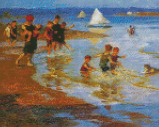Abstract Children Beach Diamond Paintings