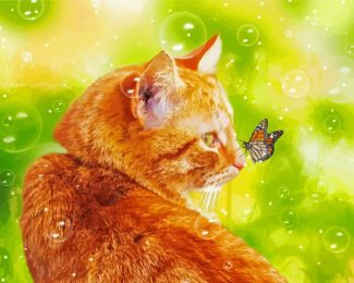 Aesthetic Kitten With butterfly Diamond Paintings