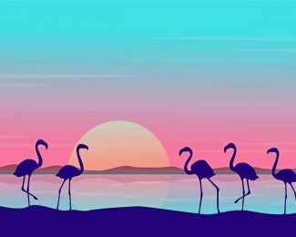 Aesthetic Sunrise Flamingo Diamond Paintings