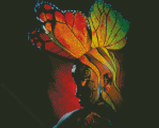 Aesthetic Black Woman Butterfly Diamond Paintings