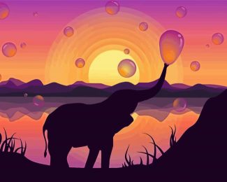 Aesthetic Elephant Blowing Bubbles Diamond Paintings