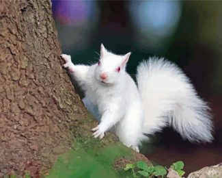 Albino Squirrel On Tree Diamond Paintings