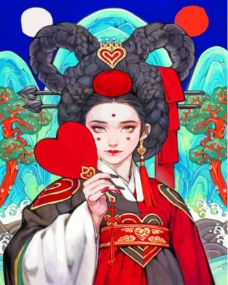 Asian Queen Of Hearts Diamond Paintings