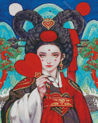 Asian Queen Of Hearts Diamond Paintings