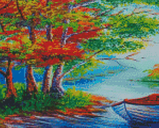 Autumn Boat Diamond Paintings