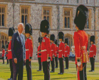 Biden With Grenadier Guards At Windsor Castle Diamond Paintings