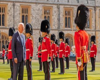Biden With Grenadier Guards At Windsor Castle Diamond Paintings