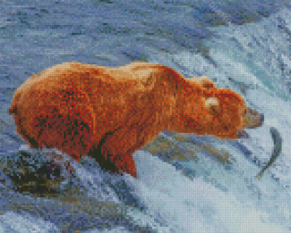 Brown Bear Fishing Diamond Paintings