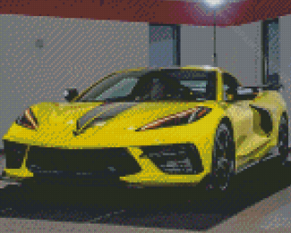Corvette Yellow Car Diamond Paintings