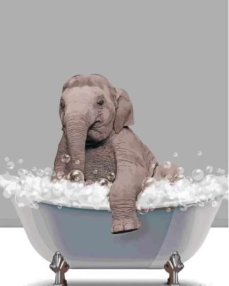 Elephant Animal In Tub Diamond Paintings