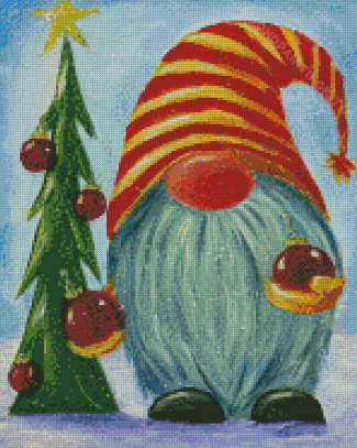 Aesthetic Christmas Gnome With Tree Diamond Paintings
