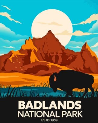 Badlands National Park Silhouette Poster Diamond Paintings