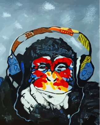 Chimp Headphones Diamond Paintings