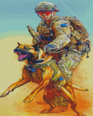 Dog And Soldier Diamond Paintings