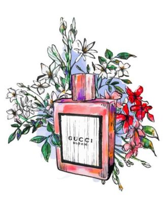 Gucci Perfume Bottle With Flowers Art Diamond Paintings