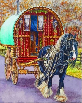 Gypsy Horse Wagon Diamond Paintings