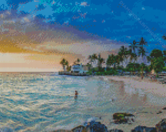 Kailua Kona Beach At Sunset Diamond Paintings