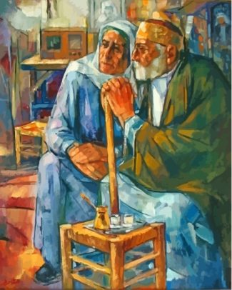 Abstract Arabic Old Couple Diamond Paintings