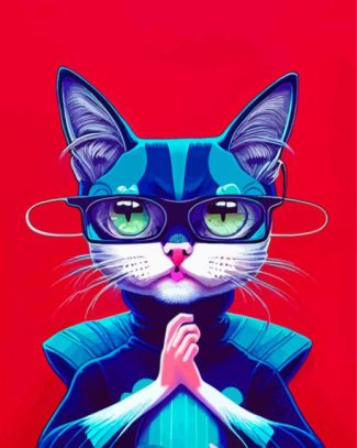Aesthetic Cat With Glasses Diamond Paintings
