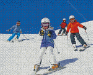 Aesthetic Kids Skiing Diamond Paintings