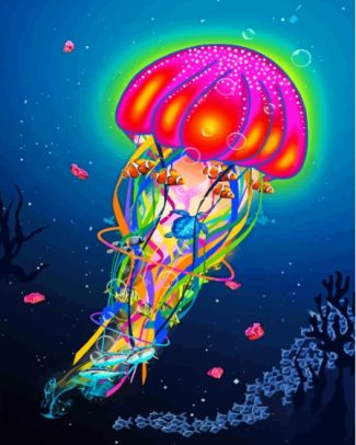 Aesthetic Neon Jellyfish Diamond Paintings