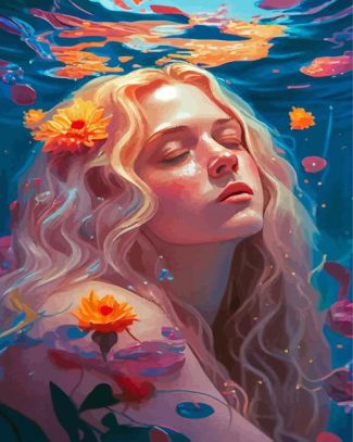 Blond Woman Under The Water Diamond Paintings