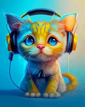Cat Listening To Music Diamond Paintings