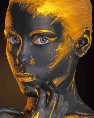 Cool Black And Gold Lady Diamond Paintings
