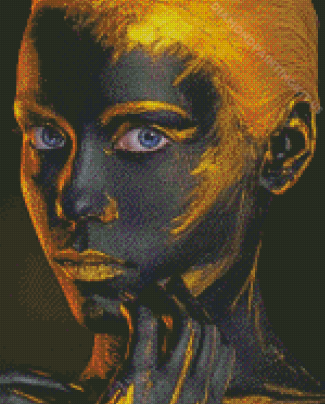 Cool Black And Gold Lady Diamond Paintings