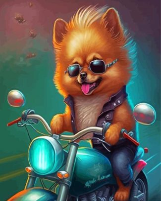 Cool Puppy Riding A Motorcycle Diamond Paintings