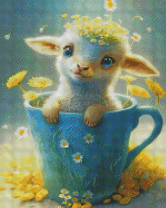 Cute Goat In A Mug Diamond Paintings