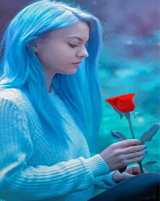Girl With Blue Hair Diamond Paintings