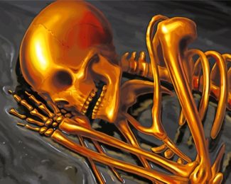 Golden Skeleton Diamond Paintings
