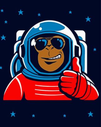 Space Astronaut Chimp Illustration Diamond Paintings