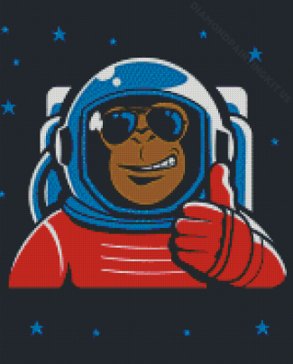 Space Astronaut Chimp Illustration Diamond Paintings