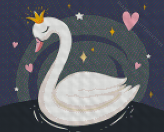 Swan With Crown Diamond Paintings