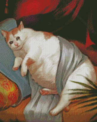 White Renaissance Cat Diamond Paintings