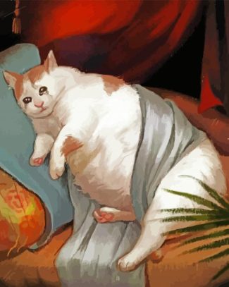 White Renaissance Cat Diamond Paintings