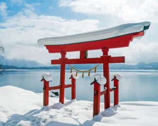 A Beautiful View Of Snow In Japan Diamond Paintings