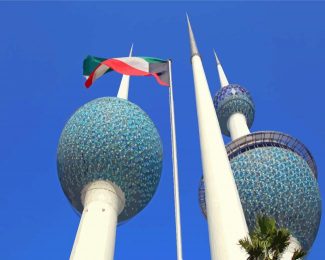 Kuwait Towers And Flag Diamond Paintings