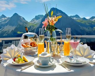 Morning Breakfast In The Alps Diamond Paintings
