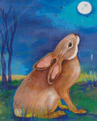 Rabbit And The Moon Diamond Paintings