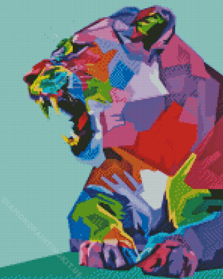 Angry Colorful Lioness On Pop Art Style Diamond Paintings