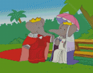 Babar Elephant And Queen Celeste Diamond Paintings