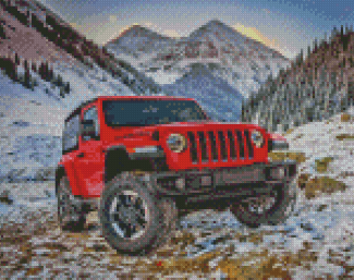 Red 2018 Jeep Wrangler Diamond Paintings