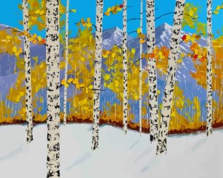 Winter Aspen Trees Art Diamond Paintings