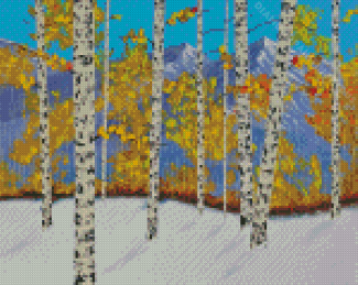 Winter Aspen Trees Art Diamond Paintings