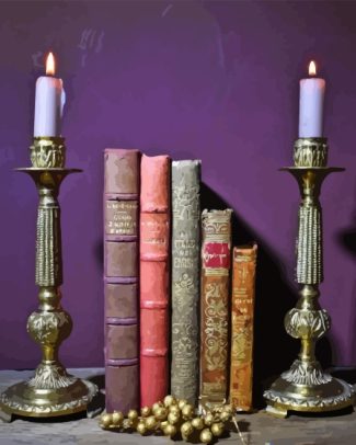 Antique Candle Holders And Books Diamond Painting